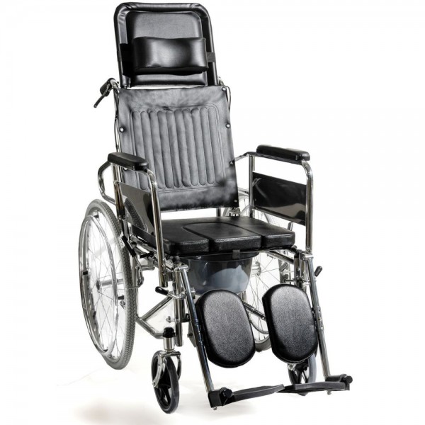 Αναπηρικό αμαξίδιο μεταλλικό με ανακλινόμενη πλάτη & δοχείο wc