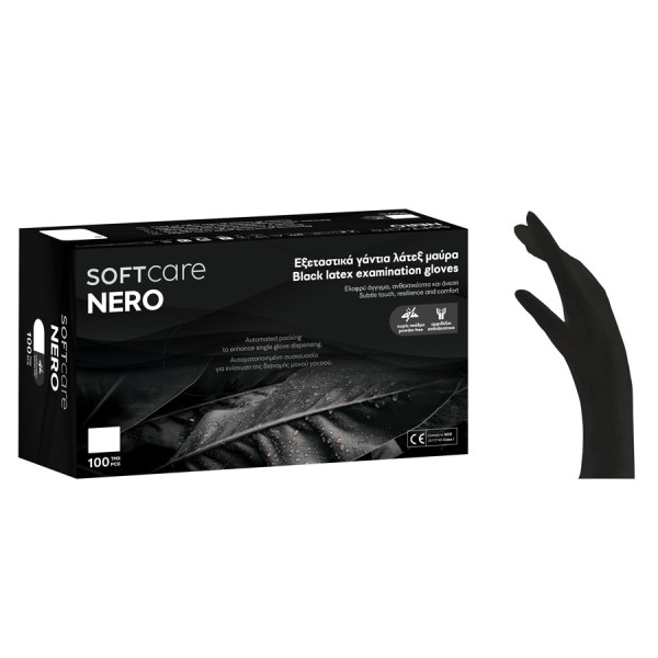 Γάντια Latex Soft Touch μαύρο χωρίς πούδρα (100 τεμάχια)
