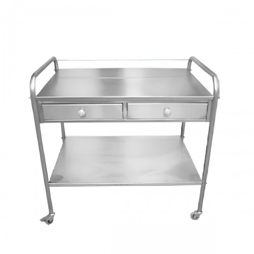 Τραπέζι με 2 ράφια λαμαρίνας ΙΝΟΧ  και 2 συρτάρια ΙΝΟΧ 