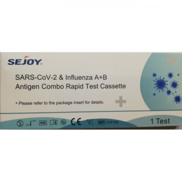 Sejoy Rapid Test Ποιοτικής Ανίχνευσης Αντιγόνων Covid-19 και Γρίπης Τύπου Α/Β 1 τεμάχιο
