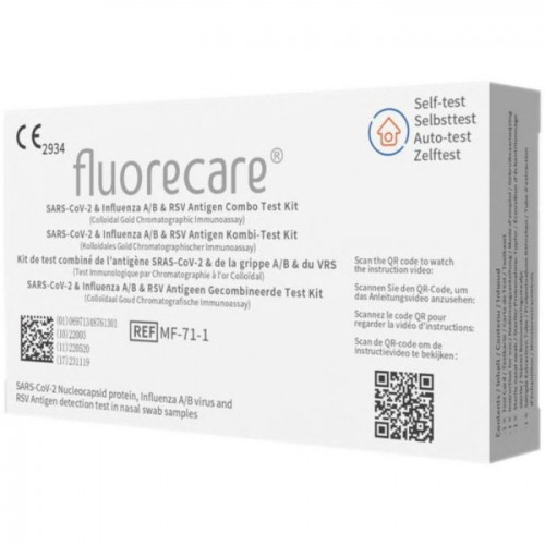 Fluorecare® Rapid Test Ανίχνευσης Covid 19 Γρίπης ΑΒ RSV 1 Τεμάχιο Fluorecare® Rapid Test Ανίχνευσης Covid 19 Γρίπης ΑΒ RSV 1 Τεμάχιο
