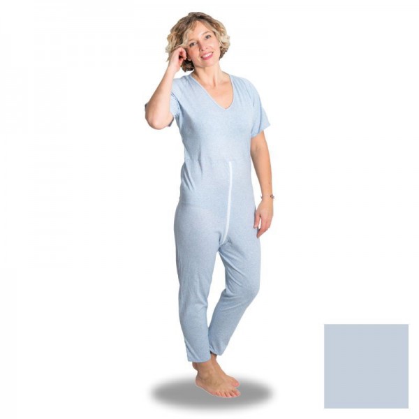 Ολόσωμη φόρμα κοντομάνικη unisex με ειδικό φερμουάρ ανοιχτό μπλέ