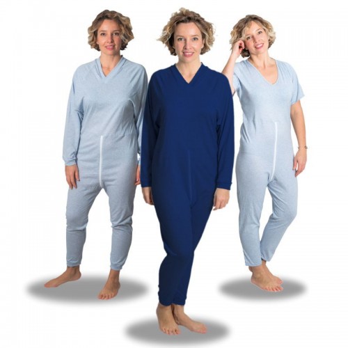 Ολόσωμη φόρμα κοντομάνικη unisex με ειδικό φερμουάρ ανοιχτό μπλέ