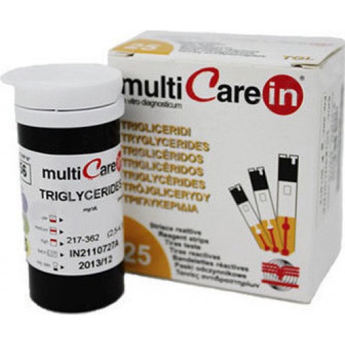 Multicare ταινίες μέτρησης τριγλυκεριδίων 25 τμχ Multicare ταινίες μέτρησης τριγλυκεριδίων 25 τμχ