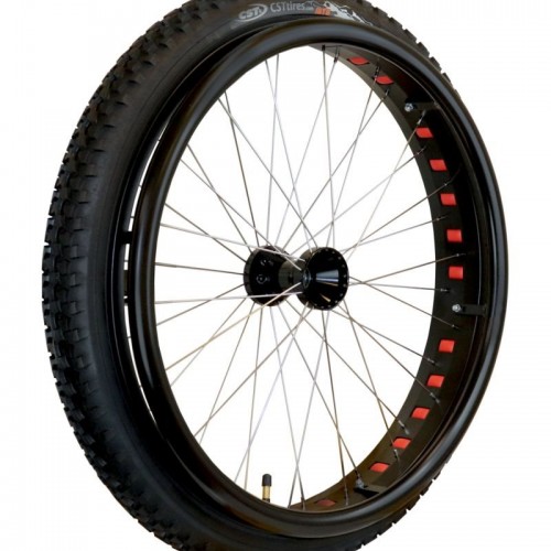 24" FAT WHEEL, black hub 1/2" with tyre and black aluminum pushrim 24" FAT WHEEL, black hub 1/2" with tyre and black aluminum pushrim