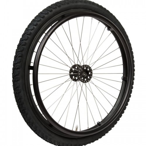 24" Offroad wheel, black, with 1/2" hub, incl. tyre and tube and stainless steel pushrim 24" Offroad wheel, black, with 1/2" hub, incl. tyre and tube and stainless steel pushrim