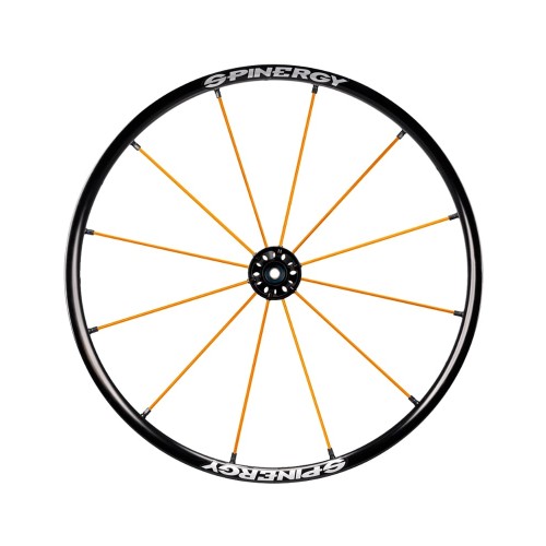 25" Spinergy Lite Extreme LX, black hub, 12 orange spokes