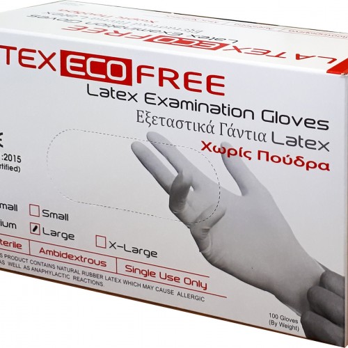  Εξεταστικά Γάντια Latex ECO Χωρίς Πούδρα  (πακ. 100 τμχ)