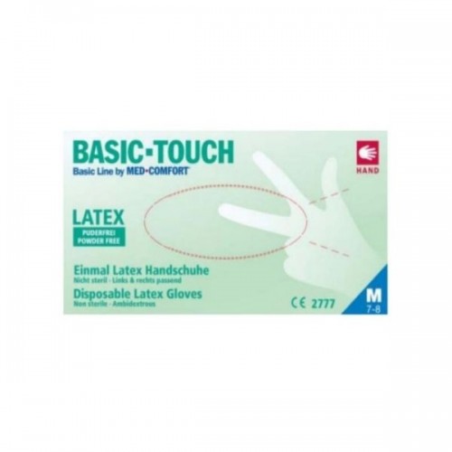 Εξεταστικά γάντια Latex BASIC-TOUCH χωρίς πούδρα (100τμχ.)