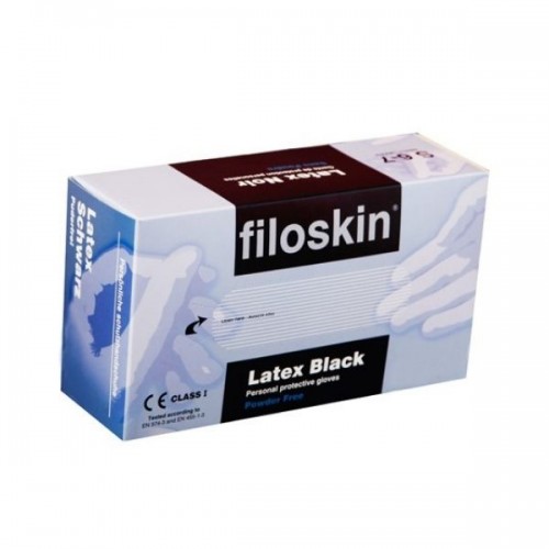 Γάντια Filoskin Latex χωρίς πούδρα (Μαύρα)  100 τμχ Γάντια Filoskin Latex χωρίς πούδρα (Μαύρα)  100 τμχ