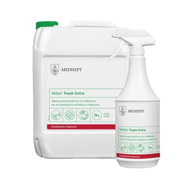 Απολυμαντικό επιφανειών Velox Foam Extra 1lt με αντλία χωρίς αλκοόλη