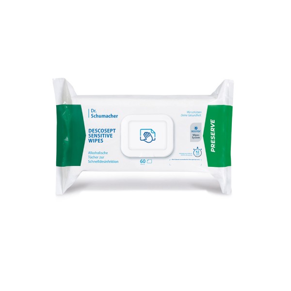 Descosept sensitive wipes 20x22cm Ταχεία απολύμανση ευαίσθητων επιφανειών (60τεμ)