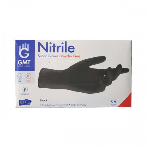 Γάντια Νιτριλίου GMT  Χωρίς Πούδρα Μαύρο Χρώμα 100τμχ   Γάντια Νιτριλίου GMT  Χωρίς Πούδρα Μαύρο Χρώμα 100τμχ