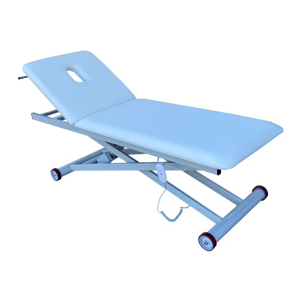 Εξεταστικό κρεβάτι με ηλεκτροκίνητη ανύψωση και οπή κεφαλής