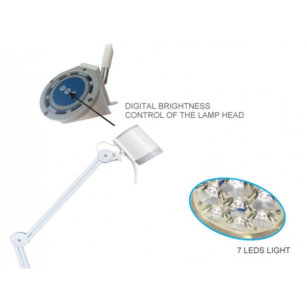 Φωτιστικό HYRIDIA 7 LEDS με μεταλλικό βραχίονα ελατηρίου - τροχήλατη βάση