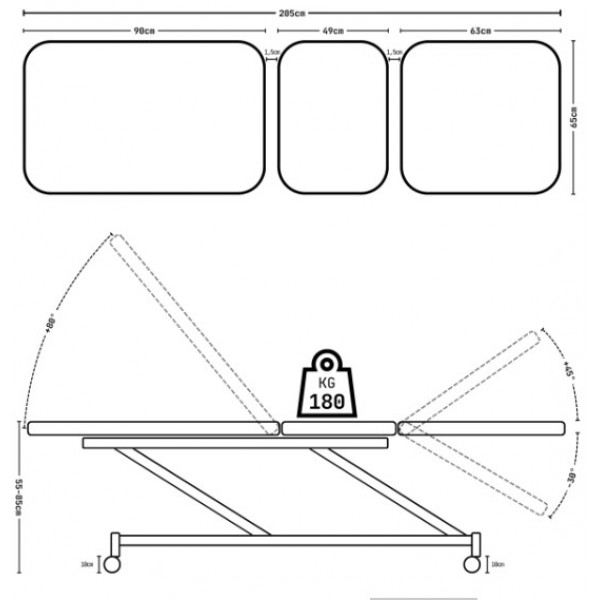 Ηλεκτροκίνητο εξεταστικό κρεβάτι/πολυθρόνα πολλαπλών χρήσεων