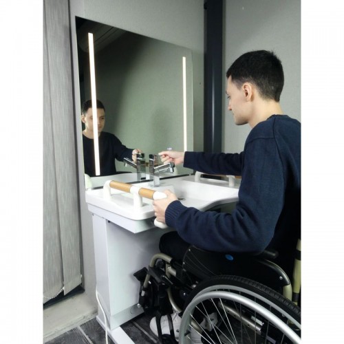 Νιπτήρας με καθρέφτη ρυθμιζόμενου ύψους Νιπτήρας με καθρέφτη ρυθμιζόμενου ύψους