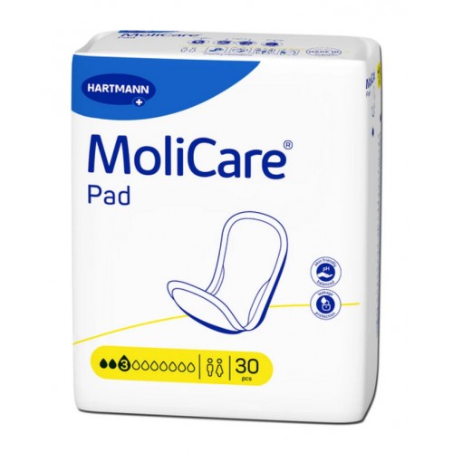 MoliCare Pad Unisex Σερβιέτες Ελαφριάς Ακράτειας 3 Σταγ. (Midi) 30τμχ