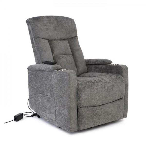 NANCY Lift-Relax Πολυθρόνα Σαλονιού - Καθιστικού, Ύφασμα Μπέζ - σκούρο γκρί - ανοιχτό γκρί  (ηλεκτρική ανάκληση) 