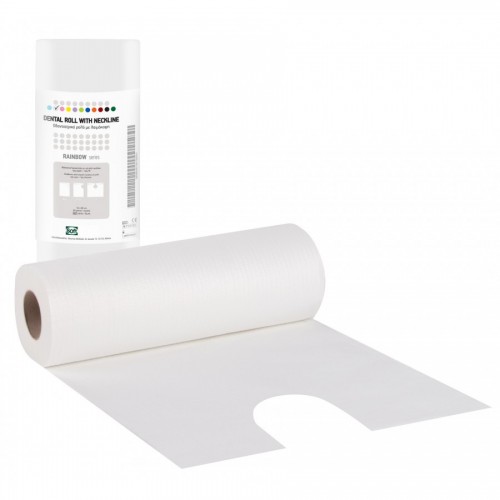 Οδοντιατρική πετσέτα 1ply + 1ply σε ρολό με λαιμόκοψη 53cm x 60cm  Οδοντιατρική πετσέτα 1ply + 1ply σε ρολό με λαιμόκοψη 53cm x 60cm