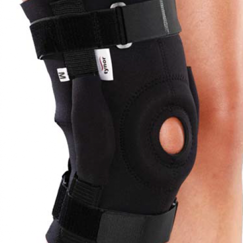 Επιγονατίδα neoprene με πλάγιες μεταλλικές μπανέλλες και άρθρωση.