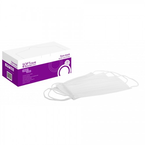 Μάσκα 3ply με λάστιχο (50 τεμάχια) λευκό