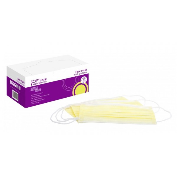 Μάσκα 3ply με λάστιχο (50 τεμάχια) κίτρινο