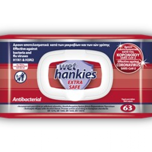Υγρά αντισηπτικά μαντιλάκια Wet hankies κατά του κορονοϊού (63 τεμ.) Υγρά αντισηπτικά μαντιλάκια Wet hankies κατά του κορονοϊού (63 τεμ.)