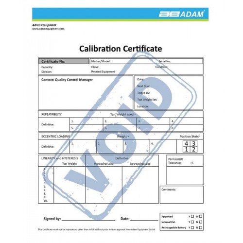 Πιστοποιητικό βαθμονόμησης Πιστοποιητικό βαθμονόμησης