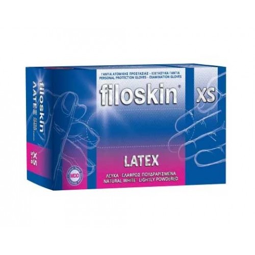 Γάντια Λάτεξ Filoskin Ελαφρώς Πουδραρισμένα (100 Τμχ)
