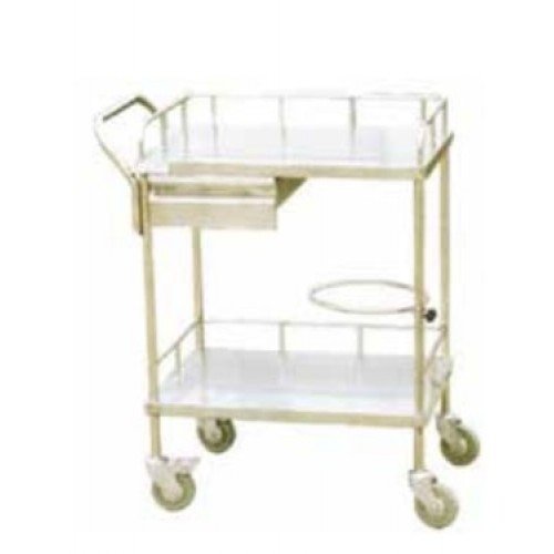 Τραπέζι inox νοσηλείας με 2 ράφια και συρτάρι Τραπέζι inox νοσηλείας με 2 ράφια και συρτάρι