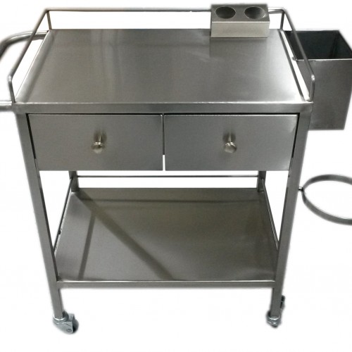 Τραπέζι νοσηλείας INOX με 2 ράφια και 2 συρτάρια  Τραπέζι νοσηλείας INOX με 2 ράφια και 2 συρτάρια