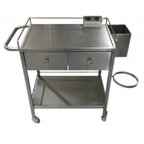 Τραπέζι νοσηλείας INOX με 2 ράφια και 2 συρτάρια  Τραπέζι νοσηλείας INOX με 2 ράφια και 2 συρτάρια