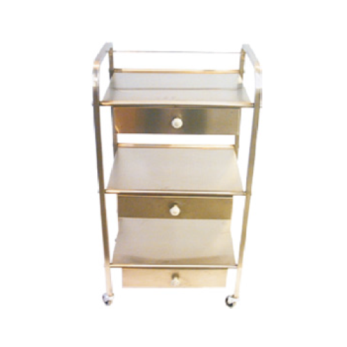 Τραπέζι χρωμίου με πόδια με 3 ράφια λαμαρίνας ΙΝΟΧ και 3 συρτάρια ΙΝΟΧ   Τραπέζι χρωμίου με πόδια με 3 ράφια λαμαρίνας ΙΝΟΧ και 3 συρτάρια ΙΝΟΧ