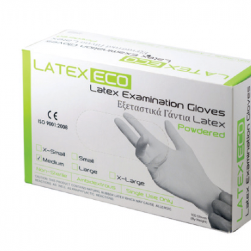 Εξεταστικά γάντια Latex ECO με Πούδρα (100 τμχ) Εξεταστικά γάντια Latex ECO με Πούδρα (100 τμχ)