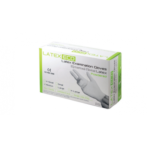 Εξεταστικά γάντια Latex ECO με Πούδρα (100 τμχ)