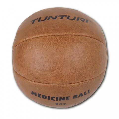 Tunturi Μπάλα Medicine Ball δερμάτινη Μπέζ 1kg