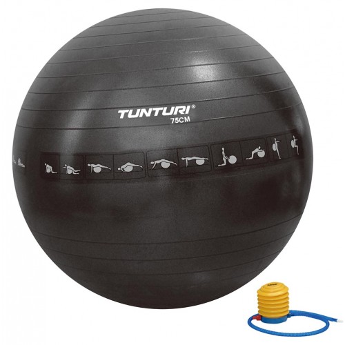 Tunturi Μπάλα γυμναστικής 75cm Μαύρη Anti Burst Tunturi Μπάλα γυμναστικής 75cm Μαύρη Anti Burst