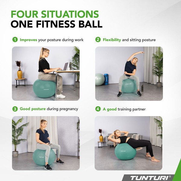 Tunturi Μπάλα Gymball 55cm Πετρόλ Anti Burst