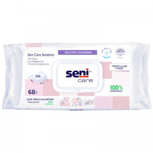 Υγρά μαντηλάκια καθαρισμού SeniCare sensitive (68τεμ) βιοδιασπώμενα
