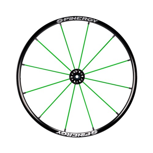 24" Spinergy Lite Extreme LX, black rim, black hub, 12 green spokes