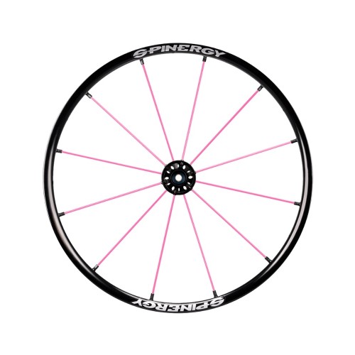 24" Spinergy Lite Extreme LX, black hub, 12 pink spokes