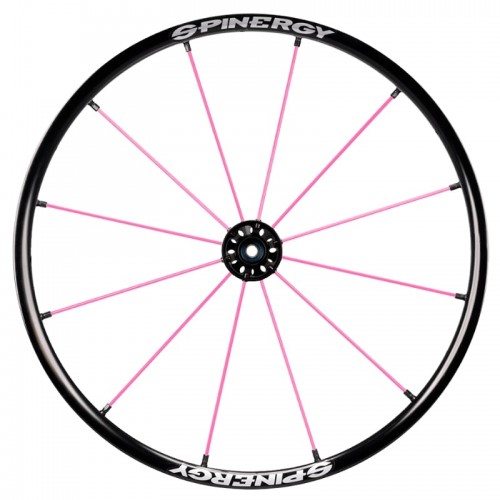 24" Spinergy Lite Extreme LX, black hub, 12 pink spokes