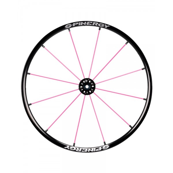 24" Spinergy Lite Extreme LX, black hub, 12 pink spokes