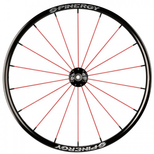 24" Spinergy Spox Everyday L, black hub, 18 red spokes