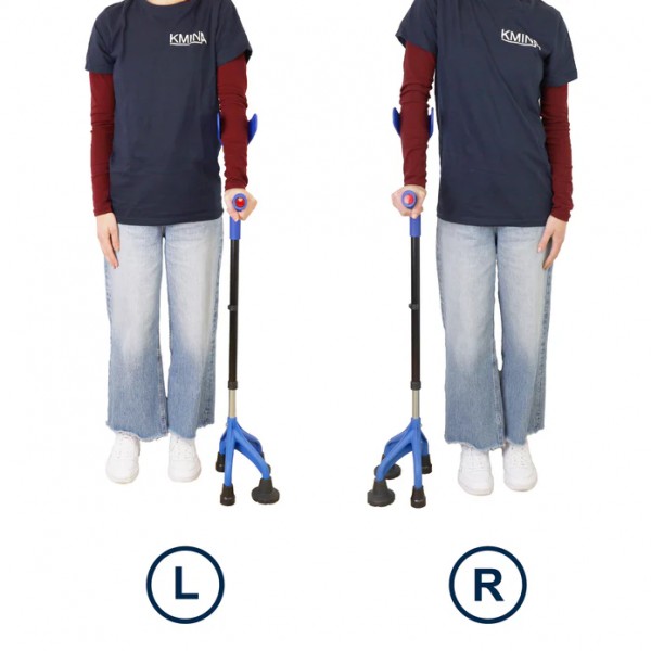 Τετράποδη Πατερίτσα – Αλουμινίου, Ρυθμιζόμενο Ύψος με στηριξη αγκώνα (Μαύρη,μπλε) 