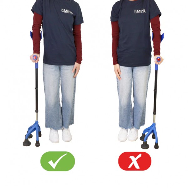 Τετράποδη Πατερίτσα – Αλουμινίου, Ρυθμιζόμενο Ύψος με στηριξη αγκώνα (Μαύρη,μπλε) 