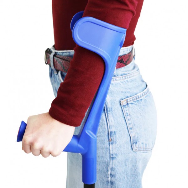 Τετράποδη Πατερίτσα – Αλουμινίου, Ρυθμιζόμενο Ύψος με στηριξη αγκώνα (Μαύρη,μπλε) 