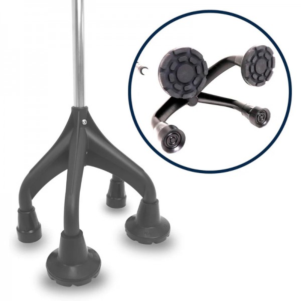 Τετράποδη Πατερίτσα – Αλουμινίου, Ρυθμιζόμενο Ύψος με στηριξη αγκώνα (Μαύρη,μπλε) 