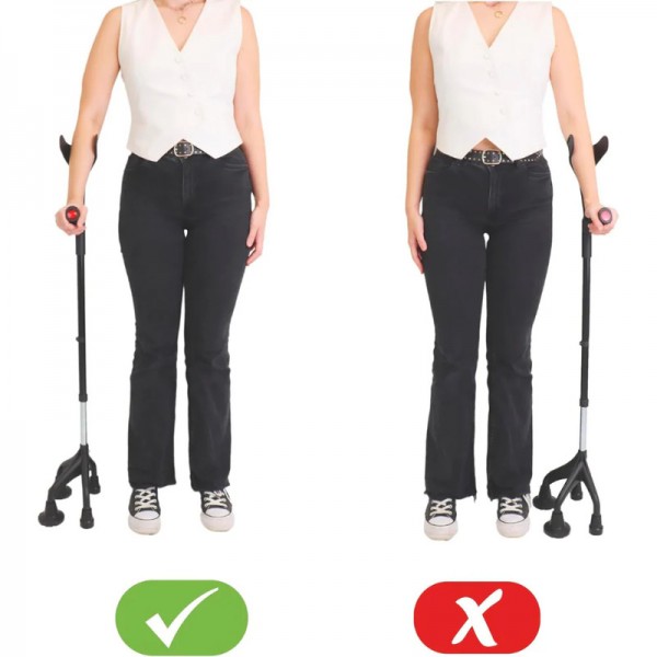 Τετράποδη Πατερίτσα – Αλουμινίου, Ρυθμιζόμενο Ύψος με στηριξη αγκώνα (Μαύρη,μπλε) 